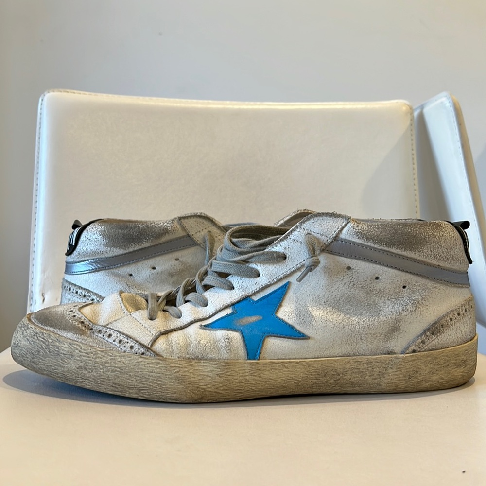 GOLDEN GOOSE - MID STAR - WHITE/Blue Star - 12.5